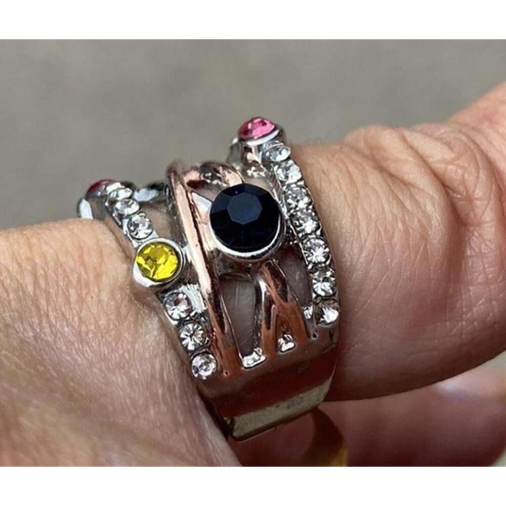 Sterling Silver Multistone Cz Statement Ring Size… - image 6